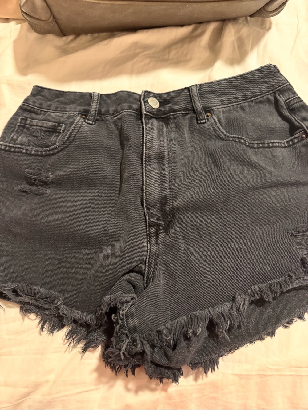 PacSun Black Frayed High-Waist Denim Shorts